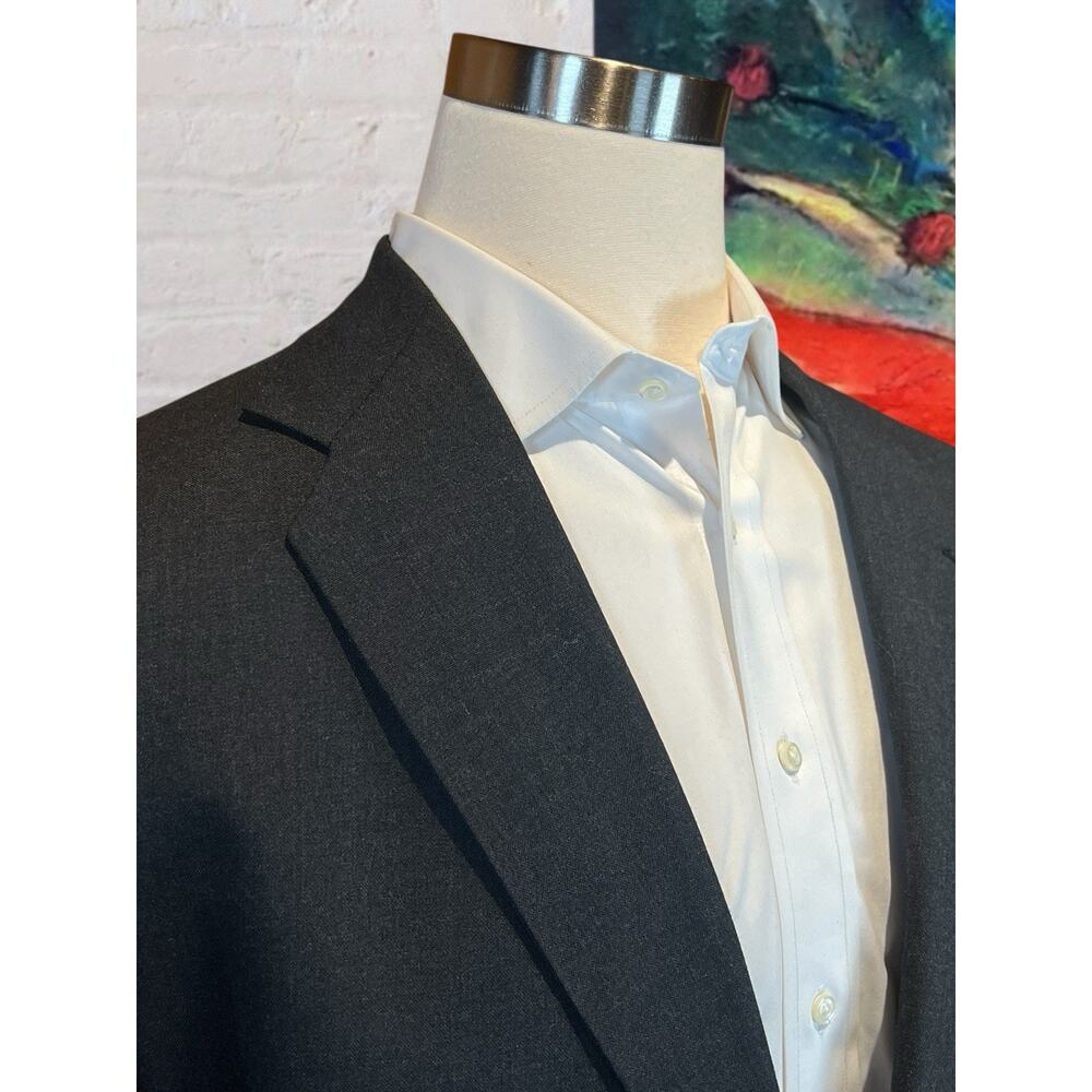 Stafford 46R 33x28.5 Solid Charcoal Gray Suit Nailhead - Picture 6 of 16